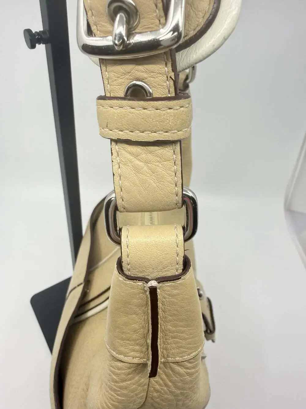 VTG 2005 Coach Hamptons Buckle Hobo 5054 RARE Ivory Pebbled Leather Y2K PRISTINE
